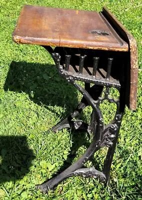 Antique School Desk A.H. Andrews & Company Chicago Cast Iron Legs Kids Childs • $149.99