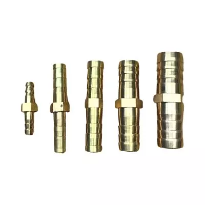 Metal Brass Straight Hose Joiner Barbed Connector Air Fuel Water Pipe Gas Tubing • £3.25