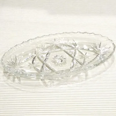 Vintage Glass Banana Split Oval Glass Dish Tray Trinket Tray Star Sparkly Stars • $14