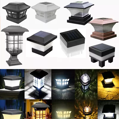 Solar Powered LED Deck Post Light Garden Cap Pillar Square Fence Landscape Lamp • £6.95