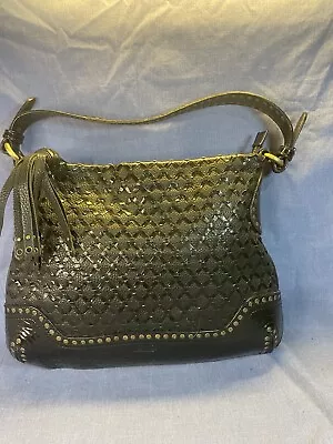 Moschino Chic And Cheap Studded Leather Bag Purse Vintage Leopard Print Interior • $120