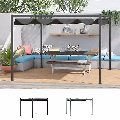 Metal Pergola Gazebo Patio Sun Shelter Retractable Canopy • £219.99