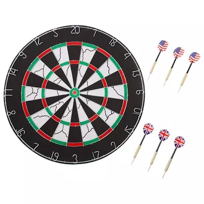 Full Size 14  Inch Dart Board Double Sided Dartboard Target Board + 6 Darts Game • £17.99