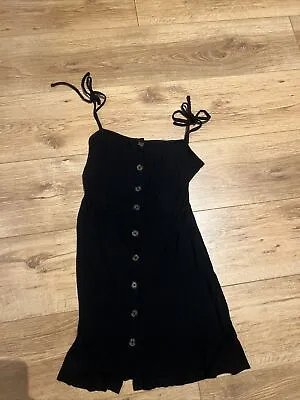 £3 • Buy Topshop Black Ribbed Skater Dress Size 6