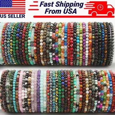 Handmade 4mm Mixed Natural Gemstone Round Beads Stretchy Bracelet Reiki Chakra • $5.49