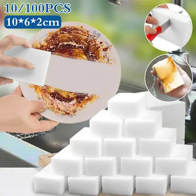 1-100x Magic Sponges Eraser Sponge Melamine Foam Stain Dirt Oil Instant Remover • £2.92