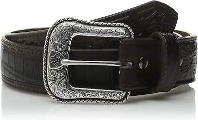 Ariat Mens Western Floral Embossed Crocodile Leather Belt • $59