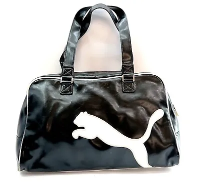 Vintage PUMA Gym Duffle Bag In Black And White 16  Wide X 10  Tall X 7  Deep • $37.99