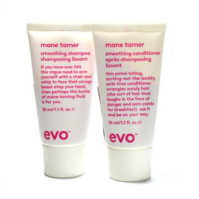 EVO Mane Tamer Smoothing Shampoo & Conditioner Set 1.1 OZ Travel Size • $14.99