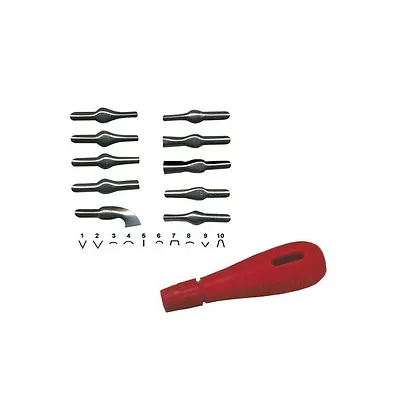 Lino Print Cutting Carving Tool Set With 10 Assorted Attachment Blade Heads • £7.49