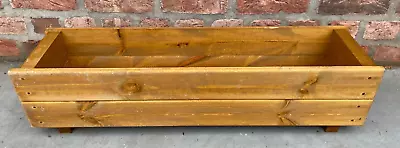 £0.99 • Buy Wooden Garden Planter Trough Container 90cm. Flower Tub Planter.