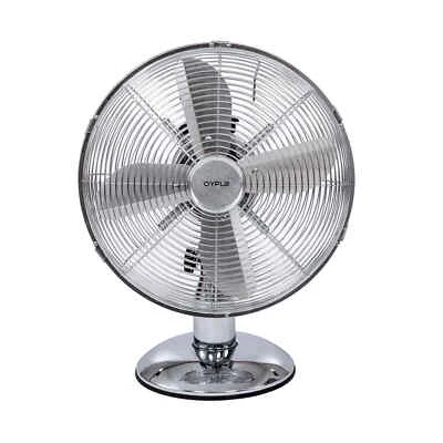 New! 12  Chrome 3 Speed Oscillating Free-standing Cooling Desk Table Fan • £24.99