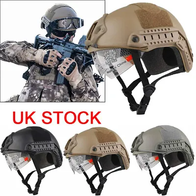 Tactical Military Protective MH Helmet SWAT Airsoft Paintball Fast Helmet Goggle • £34.90