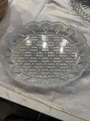 Mikasa Lead Crystal 12  Oval Serving Platter Or Vanity Tray Georgian Cut • $17