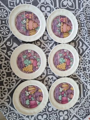 £19.99 • Buy 6 Lovely Gien 8.5  Dessert Plates Les Delices Collection ANTIQUE VINTAGE JOB LOT