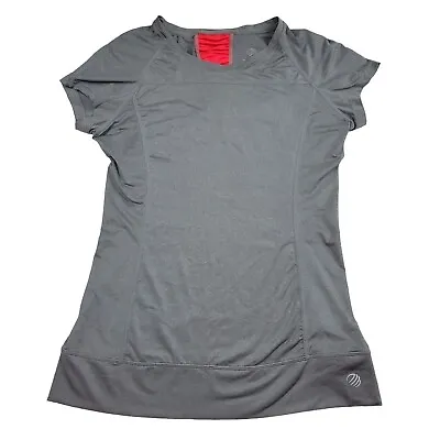 MPG Women M Shirt Gray Pink Running Stretch Short Sleeve T-Shirt Jogging Reflect • $13.49
