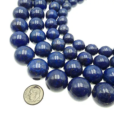 Lapis Lazuli Smooth Round Beads Size 14mm 16mm 18mm 20mm 15.5  Strand • $15.29
