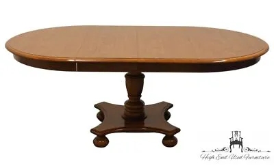 ETHAN ALLEN Heirloom Nutmeg Maple 74  Oval Pedestal Extension Dining Table 10... • $1049.99