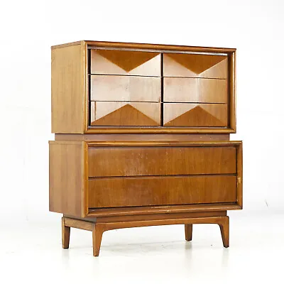 United Furniture Diamond Mid Century Walnut Highboy Dresser • $2847