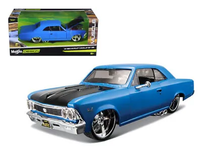 1966 Chevrolet Chevelle SS 396 Blue With Black Hood  Classic Muscle  1/24 Diecas • $42.99