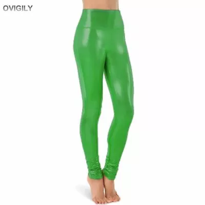 Women High Waisted Metallic Dance Leggings Full Length Shiny Adult Trousers • $20.96