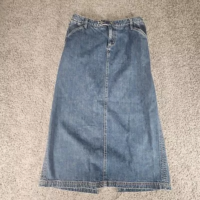 Vintage Eddie Bauer Denim Skirt Sz 6 Pockets Flare Midi Jean 5412 Slit • $32.87