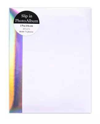 White Iridescent 6 X 4'' Slip In Photo Album Holds 72 Photographs Family Holiday • £5.25