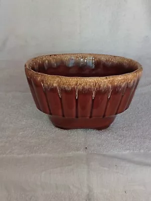 Vintage Hull USA Oval Brown Drip Planter- #719- Check It Out! • $5