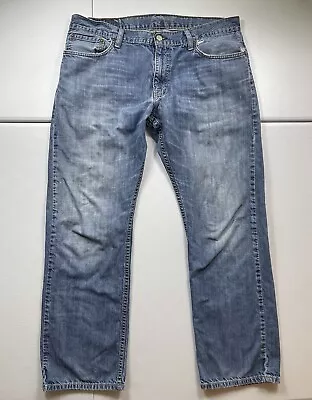 Levi's 514 Jeans Men’s 36x30 Blue Denim Slim Fit Straight Leg Cotton Distressed • $19.95