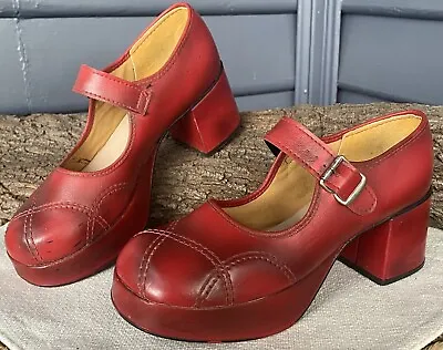 Miss Candy Platform Faux Leather Mary Janes Vintage Glam Sz 2½ / 22.5cm EU34-35 • $39.11