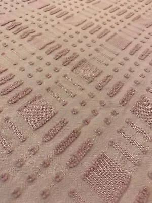 Rare Morgan Jones Dot Dash Pink Vintage Chenille Bedspread Cutter Fabric 18x24” • $14