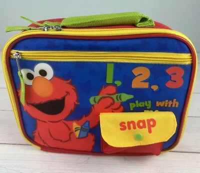 9.5  Elmo 1 2 3 Crayons Sesame Street Insulated Lunch Bag Lunchbox • $15