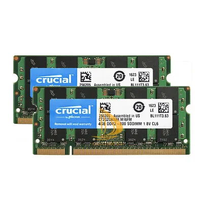 £11.27 • Buy Crucial 8GB 4GB 2GB 2RX8 PC2-6400 DDR2-800MHz 200pin SODIMM Laptop Memory Lot DD