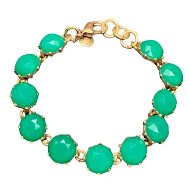 Vintage Green Faceted Link Signed J Crew  Bracelet 7” • $20