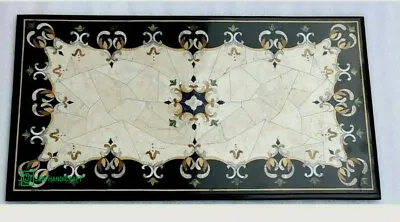 3'x2' Black Marble Table Top Malachite Inlay Mosaic Dining Coffee Center Antique • $1128