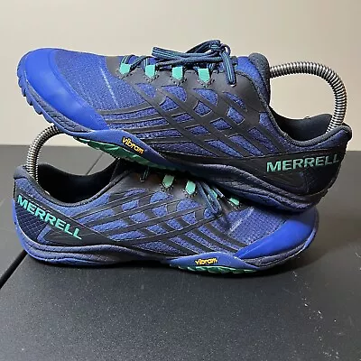 Merrell Barefoot Lithe Glove Blue Vibram Trail Running Shoes Womens Size 10 • $20