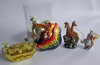 Noah's Ark Lot 4 Christmas Ornament Glass Metal Animals Elephant Hippo Giraffe • $7.99