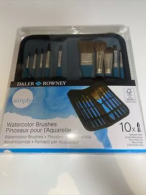 Daler Rowney Simply Watercolour Artists Paint Brush Set Zip Case Natural • £12.99