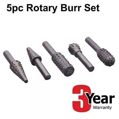 £3.54 • Buy 5 Pcs Rotary Burr Set Rasp Drill Bits Shank Wooden Carving Grinding Polishing