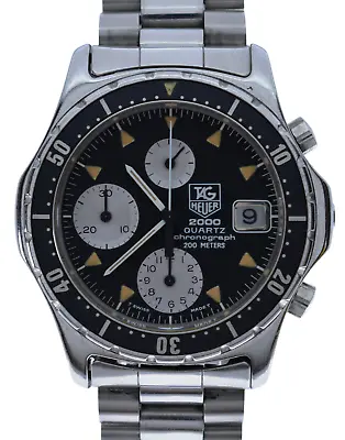 Vintage 37mm Men's Tag Heuer 2000 Series Black Quartz Chrono Watch Ref: 273.006! • $879.95