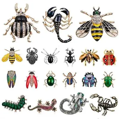 Fashion Enamel Lovely Crystal Insect Brooch Pin Wedding Women Party Jewellery • £3.18