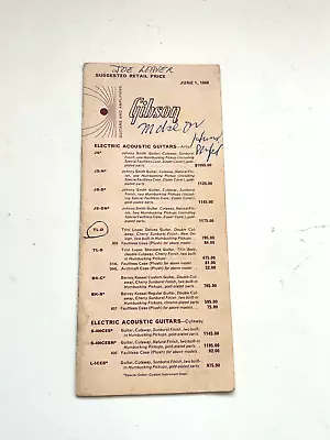 Original Vintage Gibson Price List June 1 1968 Case Candy! • $19.95