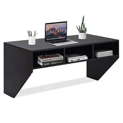 Wall Mounted Computer Desk Floating Wooden PC Studying Table Modern Writing Desk • £49.95