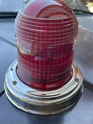 Vintage Red Glass Lens Light Nautical Chrome Navigation • $40