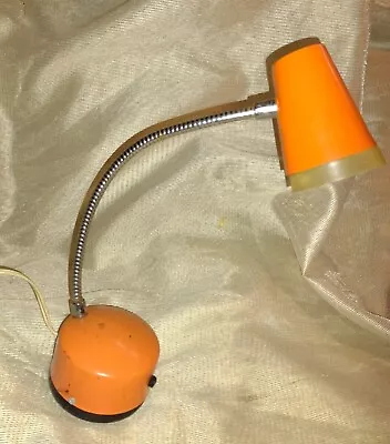 Vtg 70's Orange PENETRAY GOOSENECK DESK LAMP Adjustible Neck - Uses 12w 12v Bulb • $24.90