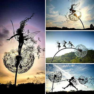 £16.79 • Buy Fairy And Dandelion Dancing Ornaments Sculpture Garden Landscape Decor Statue