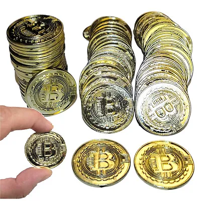 Bitcoin Gold Coins Party Favor Pack (72 Pcs) Plastic. Double-sided. BTC Logo Cry • $11.99