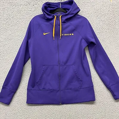 Nike LSU Hoodie Mens M Purple Full Zip Jacket Therma Fit Louisiana State Tigers • $24.88