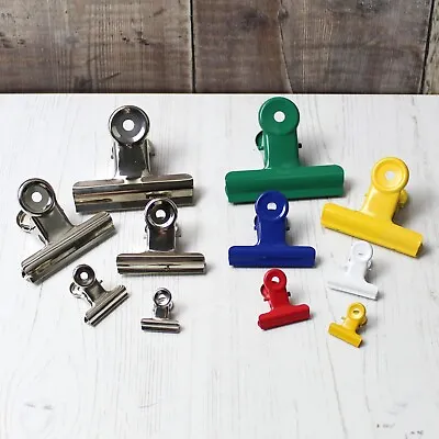 Paper Binder Letter Clips In 10 Options Silver Or Coloured Bulldog Clamps • £3