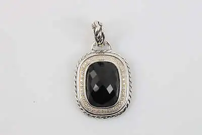 David Yurman 925 Silver 0.36tcw Diamond 15.75tcw Onyx Pendant (17.02g.) • $800